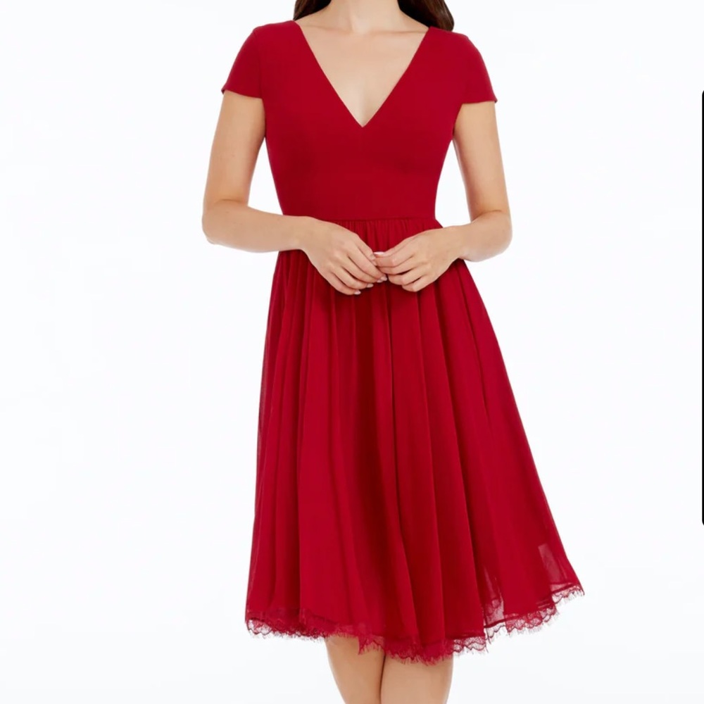 NWT Dress the Population Corey Scalloped Lace Hem Dress
